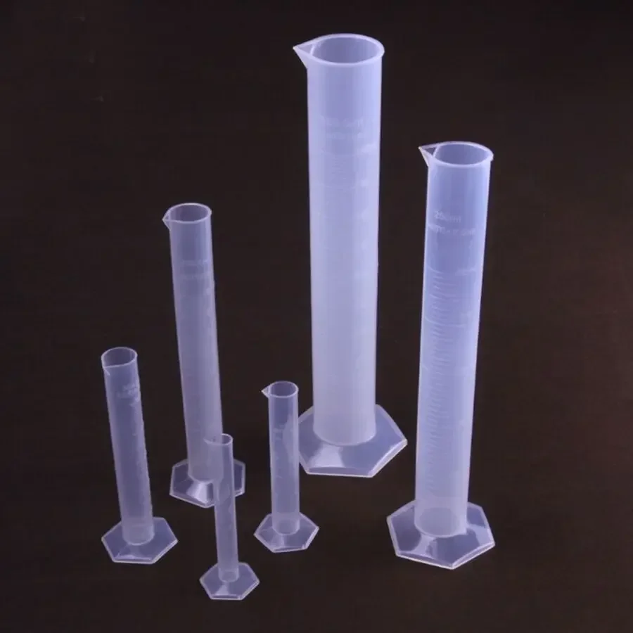 10ml 25ml 50ml 100ml 250-1000ml White/Blue Scale Line Graduated Lab Plastic PP Liquid Mearsuring Cylinder With Spout Teaching