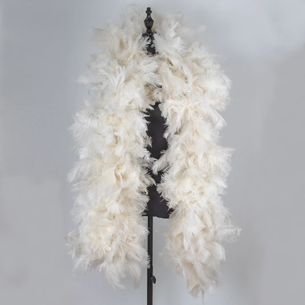 2Meter Pure White Ostrich Feathers Boa Length 13-18CM Ostrich Plume Large Shawl Scarf Soft Fluffy Party Clothes Dress Decor Boa