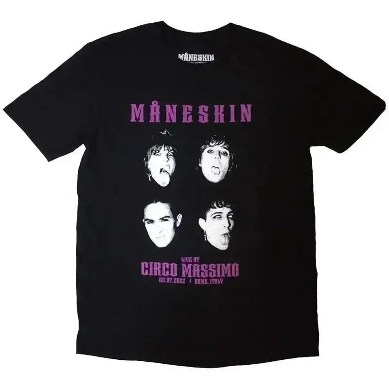 Maneskin Live At Circo Massimo Faces 2022 Tour Black Tshirt