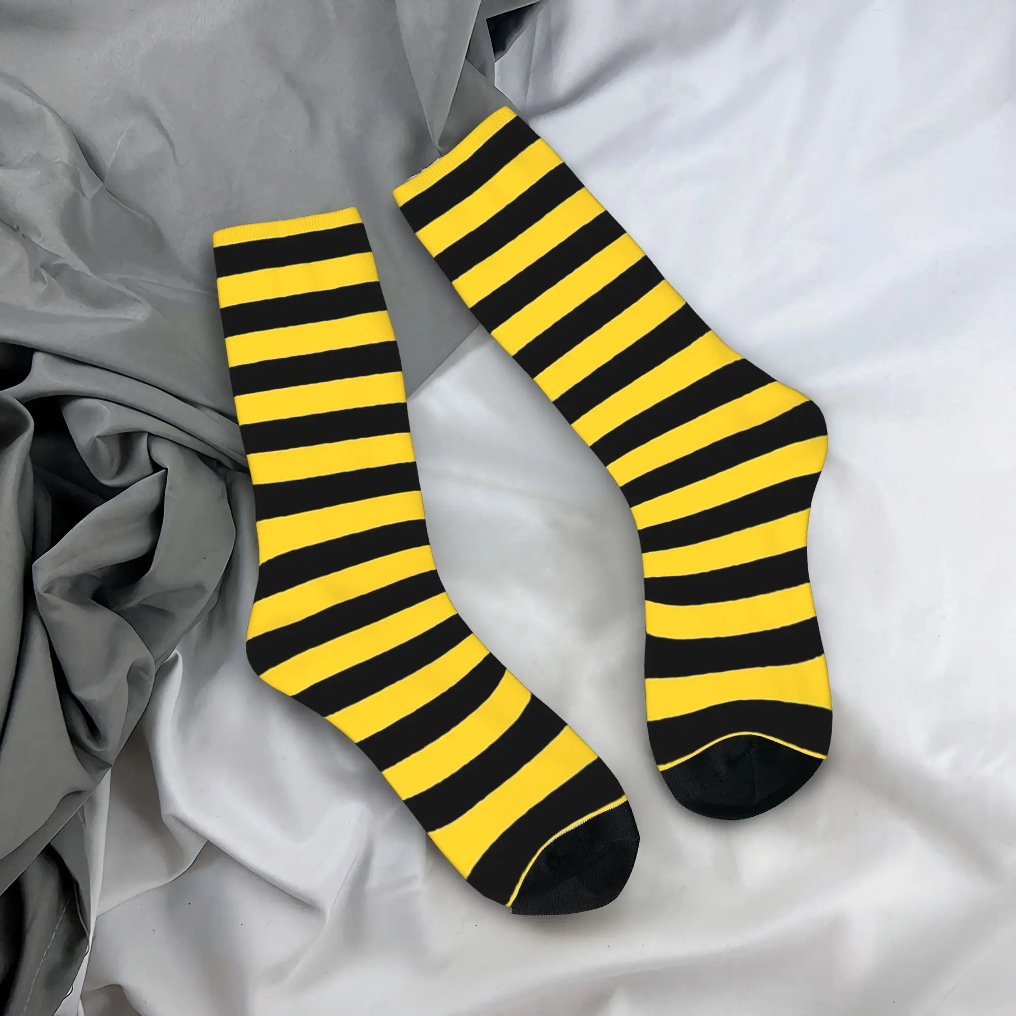 All Seasons Crew Stockings Yellow And Black Stripes In The Color Of Bees Socks Harajuku Long Socks Accessories for Men Women