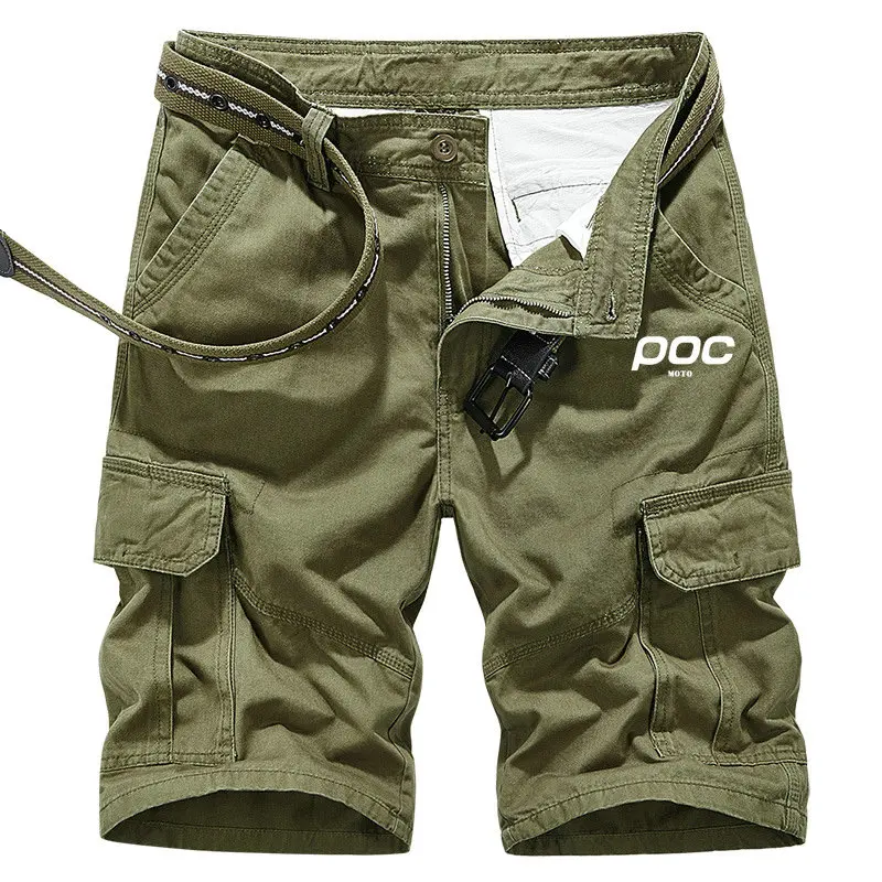 

New MOTO POC Men's Cargo Shorts 2022 Summer Cycling Cotton Loose Joggers Shorts Men Multiple Pockets Work Casual Short Pants