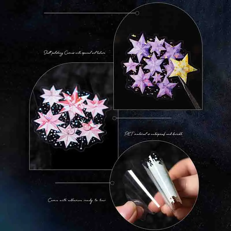 1 упаковка наклеек на тематику звезды, подходящих для украшения дневников, чехлов для телефонов и альбомов.