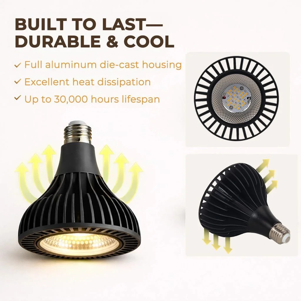 PAR38 Grow Light E26 40Watt COB Warm White Full Spectrum Greenhouse Setup Bulb Plant Cultivation Lamp Indoor Houseplants Deco