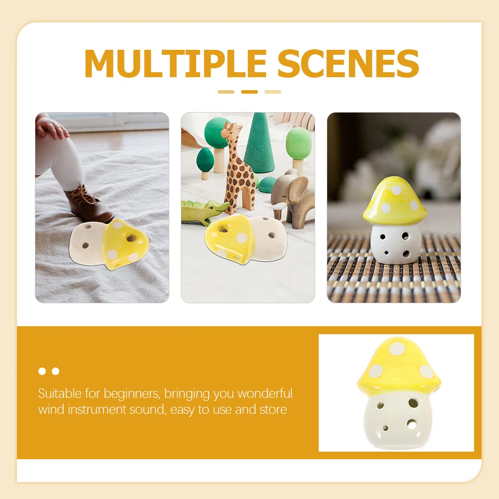

6-Hole Mini Mushroom Ocarina Ceramic Classical Wind Instrument for Kids Beginners Portable Children Ocarina Ethnic Instrument