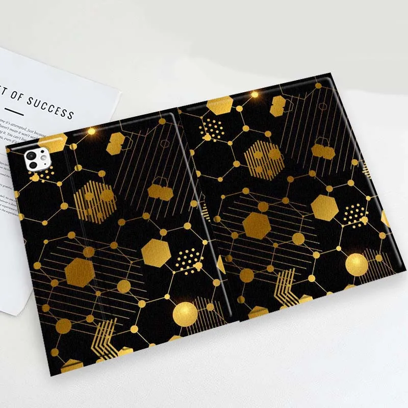 

Golden Hexagon For iPad Pro Mini Air 1 2 3 4 5 6 7 10 11 th 8 9 gen 11 M4 M5 Foldable Tablet Case Cover