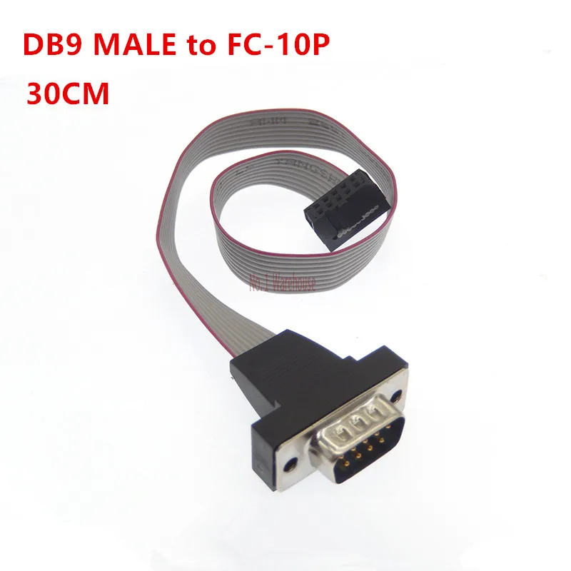 1/2PCS 30CM DB9 MALE to FC-10P FEMALE CABLE rs232 serial port connector to 2.54MM FEMALE PLUG adapter Extension Cable