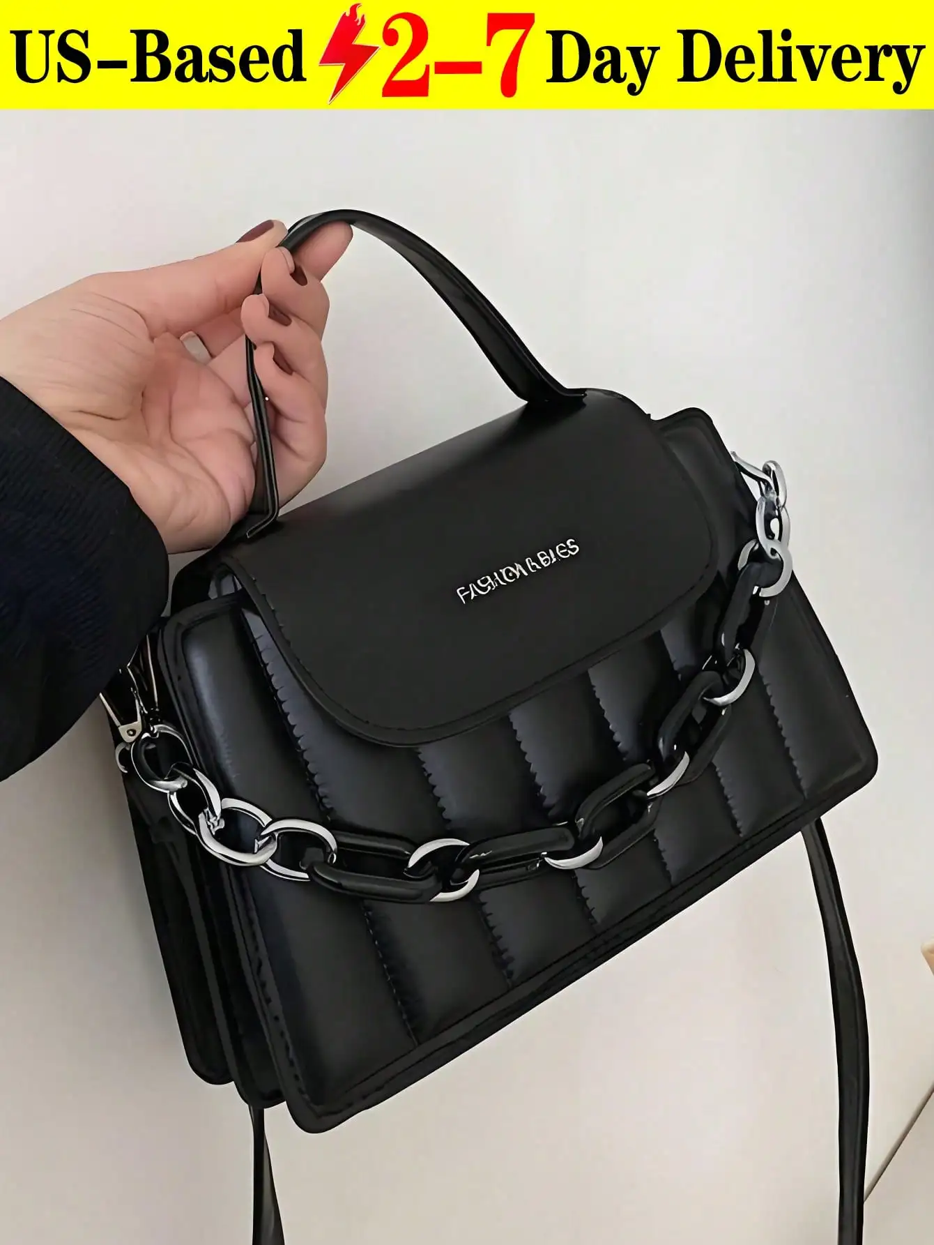 

Shoulder Bag, Handbag, Minimalist Design, PU Leather Shoulder Bag, Women's Chain-Link Faux Embroidery Thread, Women's Shoulder Bag, Shoulder Bag, Women's Handbag, Briefcase, Tote Bag, Crossbody Bag, Handbag, Women's Bag, Wallet