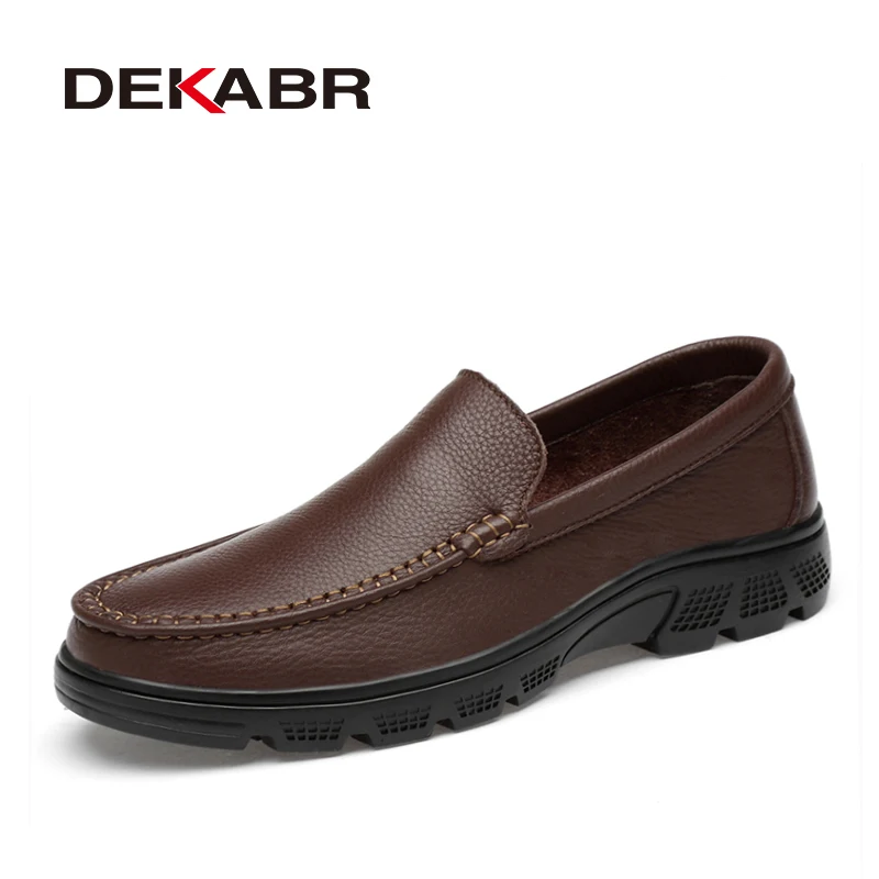 DEKABR Genuine Leather Handmade Breathable Comfortable Work Men\'s Casual Shoes Outdoor Loafers Slip on Men Shoes Size 37-47