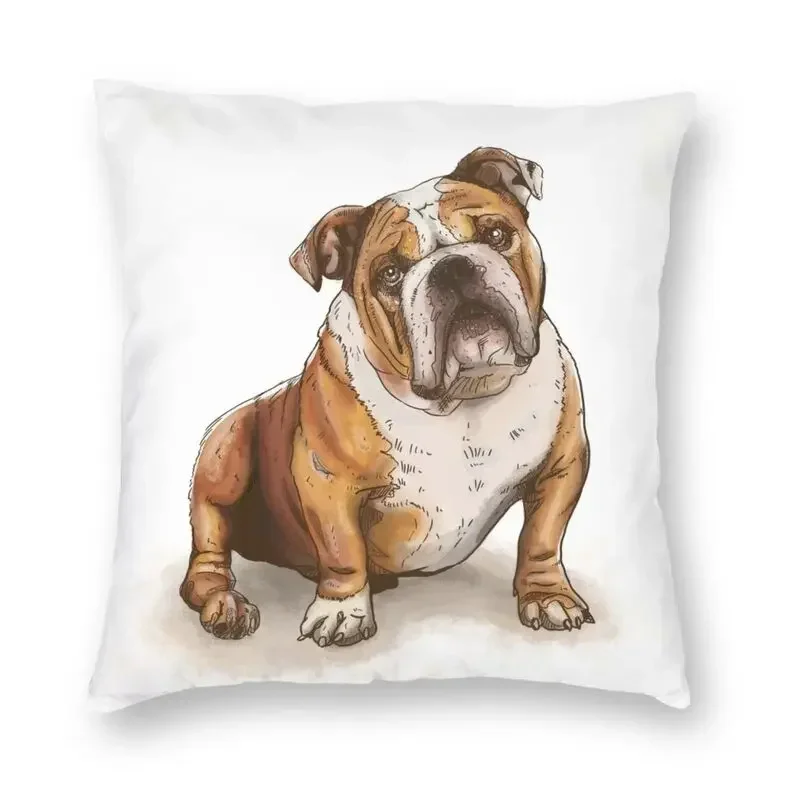 Home Pillowcase Office Decor Cushion Cover English Bulldog Print Pattern