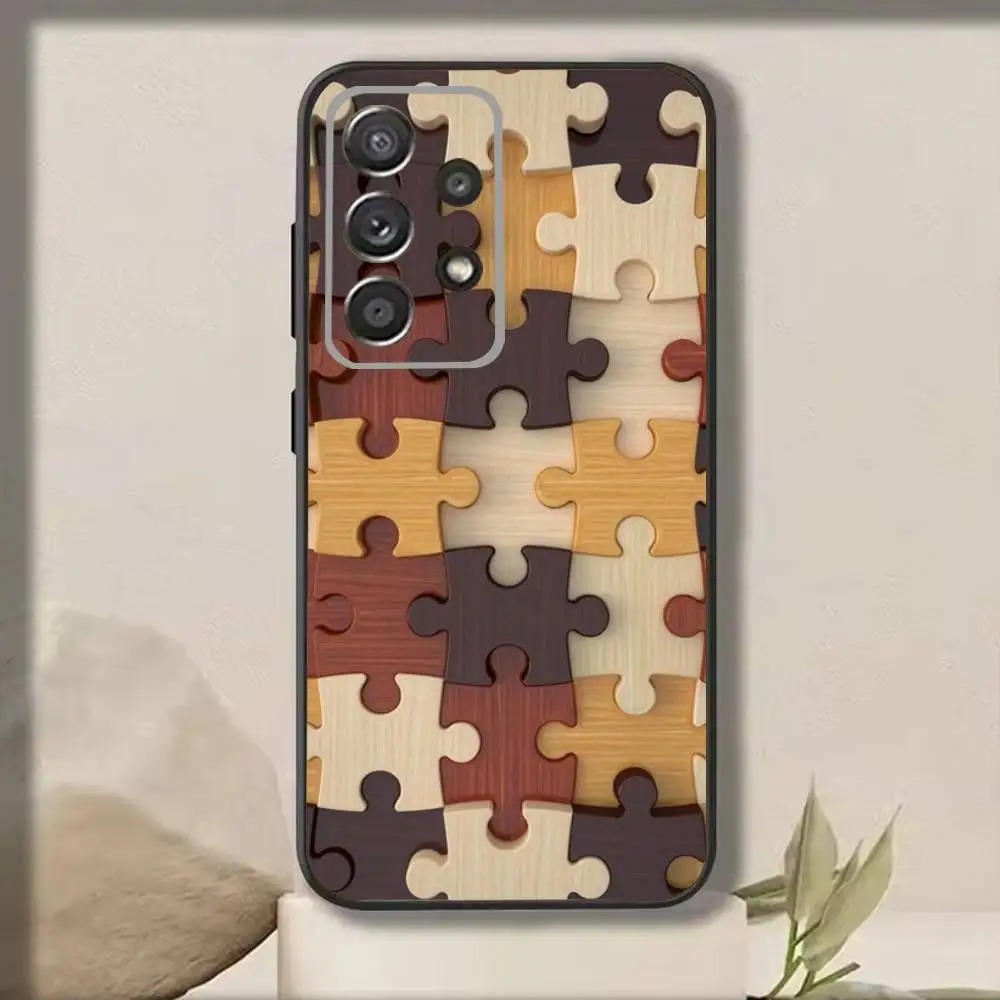 P-Puzzle P-Pattern  Phone Case For Samsung S25,S24,S21,S22,S23,S30,Ultra,S20,Plus,Fe,Note,10,9,5G Black Cover