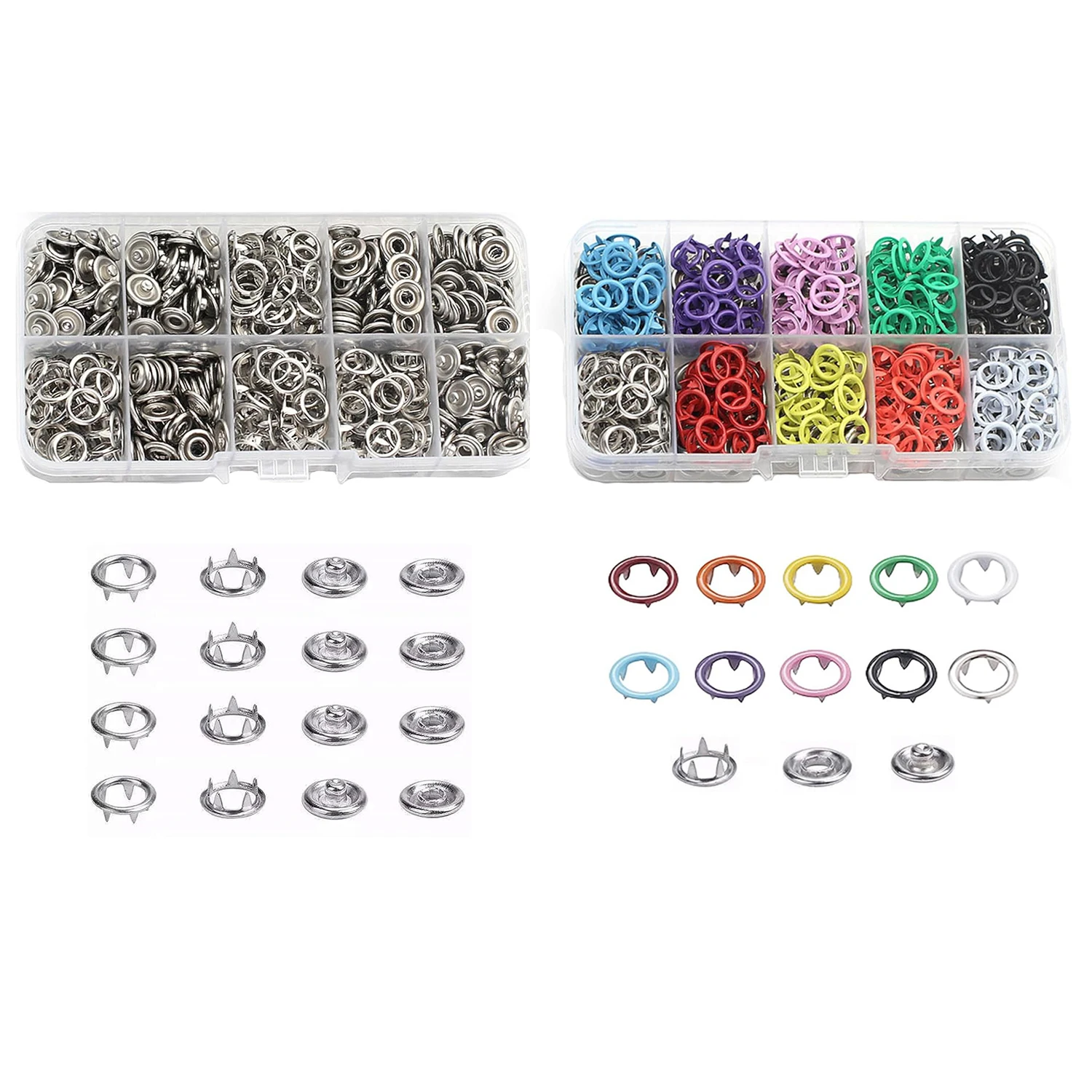 100 Sets Metal Snaps Buttons Kit Perfect for DIY Crafts Clothes Hats and Sewing, Snap Button Fasteners (9.5mm / 400 PCS)