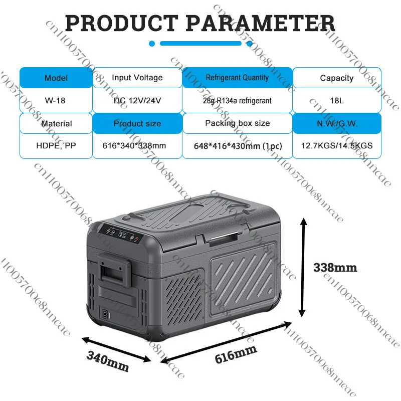18L Portable Car Refrigerator Freezer 12V 24v Compressor Cooler with Light Emitting Diode Display