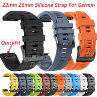 22mm 26mm Silicone Strap For Garmin Fenix 7X 7 Pro Solar/6X 6 Sapphire 5 5X Plus 3 3HR/Epix QuickFit WatchBand 1:1 Official band