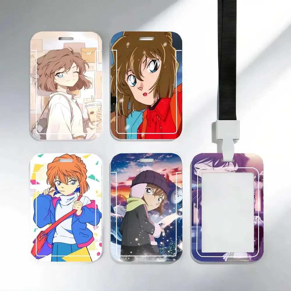 Porta Tarjetas de Identificación de Anime Detective Conan de Haibara Ai, Colgante con Correa para el Cuello, Porta Credenciales, Lanyards, Llavero, Credencial de Trabajo