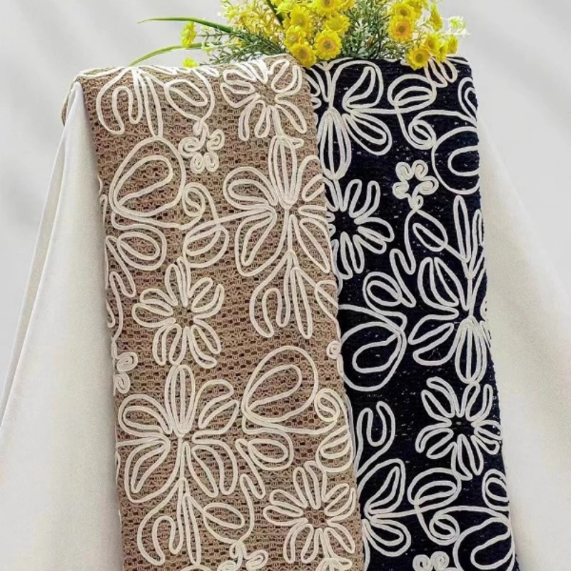 

Chrysanthemum Embroidered Mesh Lace Fabric for Fashion Dress Clothing Designer Fabric By The Yard