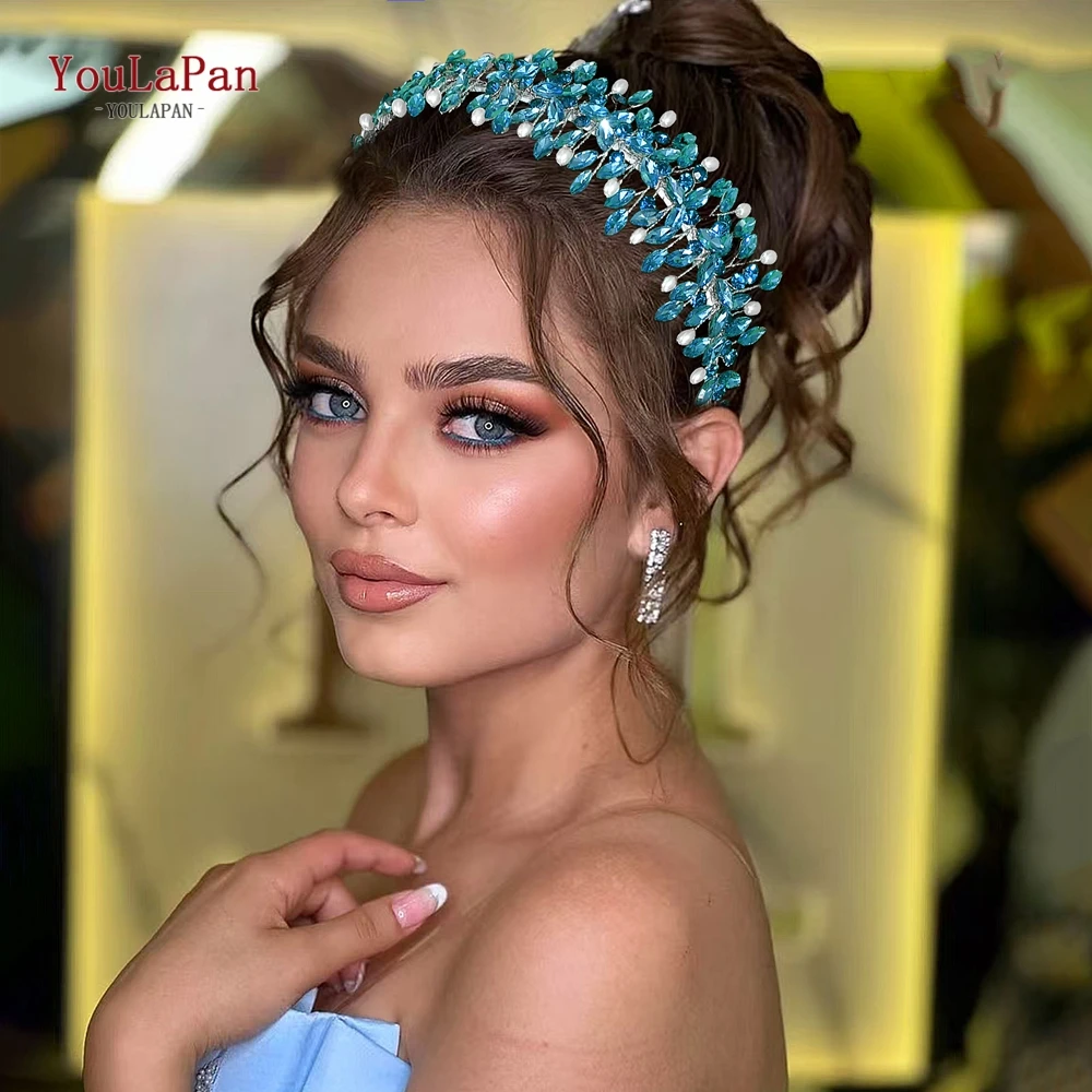 

TOPQUEEN Luxury Bridal Rhinestone Hair Hoop Pearls Wedding Headband Bridesmaid Shiny Headwear Woman Party Hair Accessories HP608