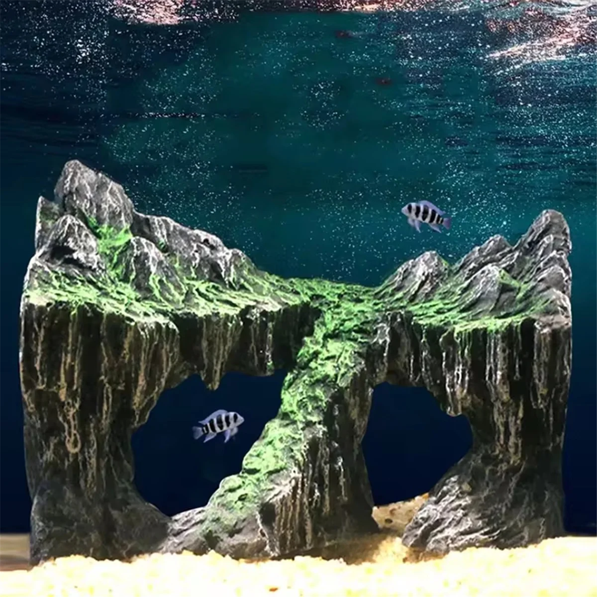 Resin -Aquarium Decoration Fish Tank Simulated Rock Mountain Ornament Rocks Cave for Fish Rest Hide Play Breed,A