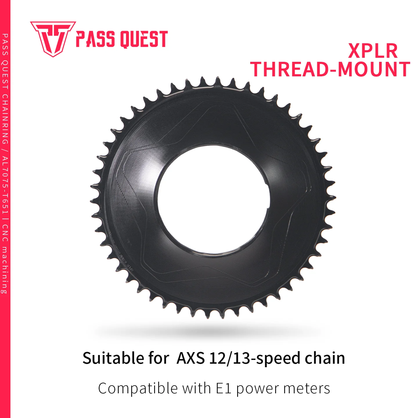 Plateau de pédalier fileté PASS QUEST – Compatible avec le capteur de puissance intégré SRM E1 AXS (Gravel 1x)