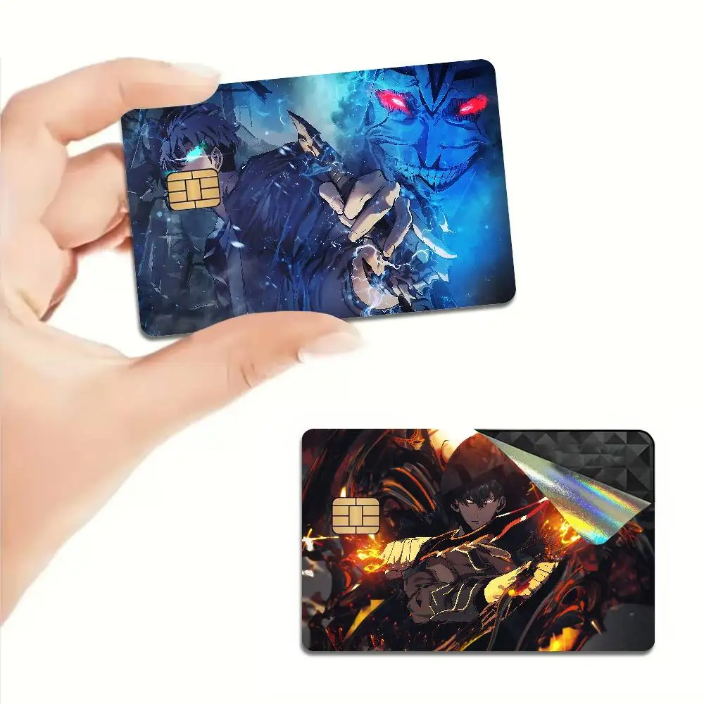 Anime S-Solo Leveling Cartoon Credit Card Skin Stickers for Bank Card Bus Metro Card Sticker Waterproof Women Gift