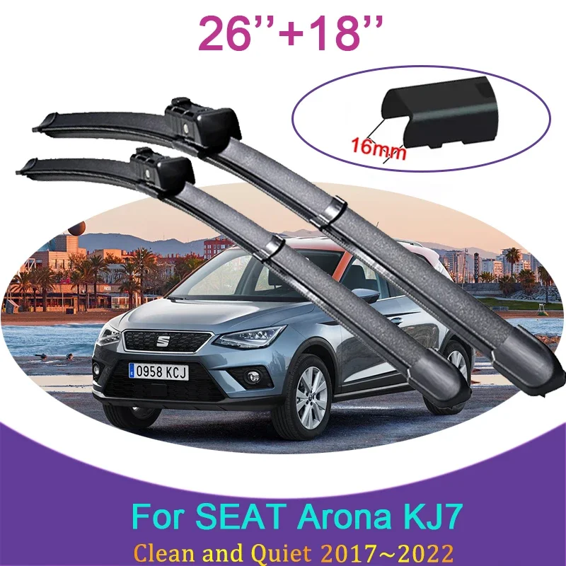 

For SEAT Arona KJ7 2017~2022 2018 2019 Two Frameless Rubber Wiper Snow Scraping Front Windshield Brushes Car Accessories Sticker