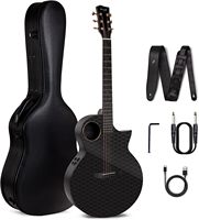 Enya Carbon Fiber Acoustic Electric Guitar with Hard Case, Leather Strap, USB Type-C Cable and Instrument, X4 Pro