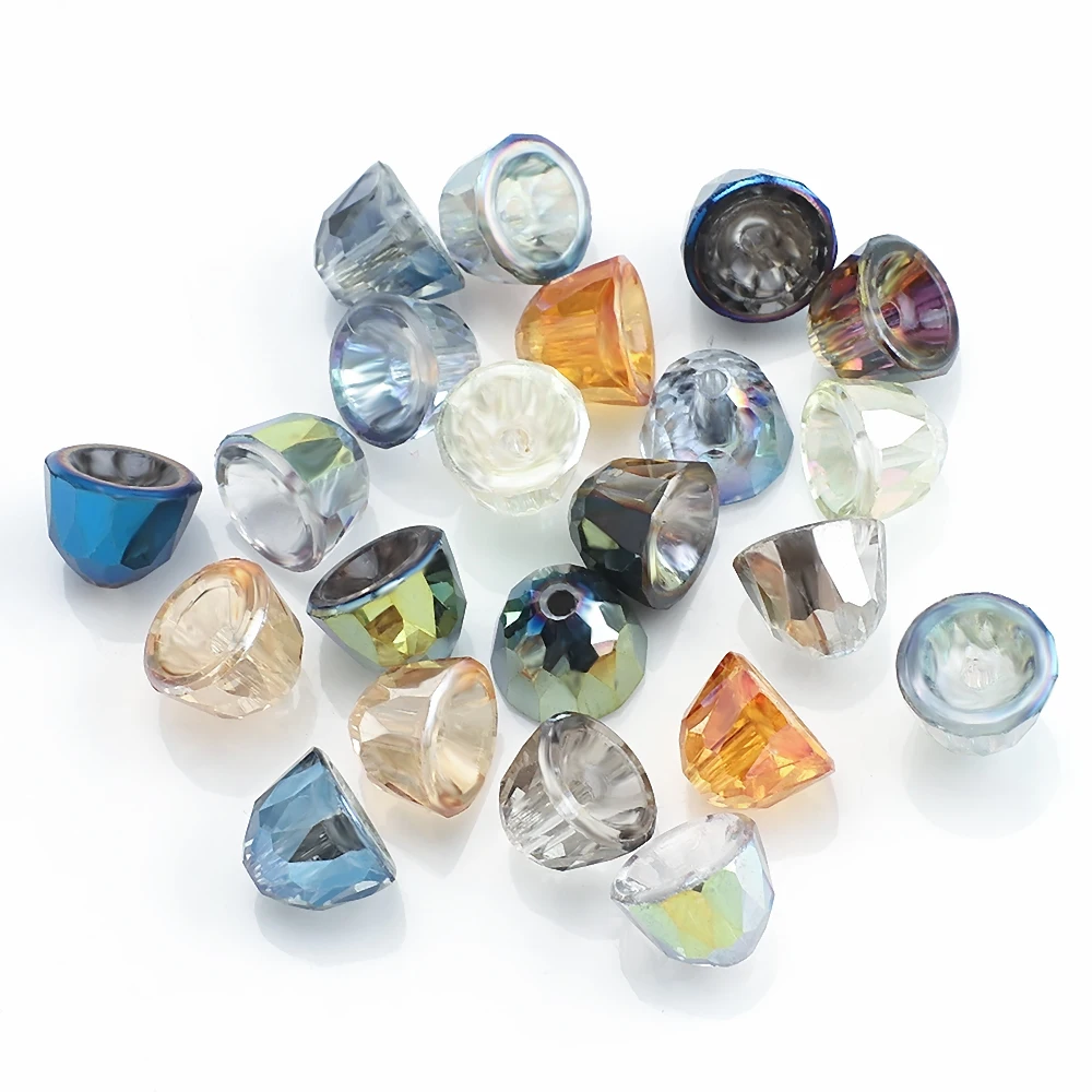 48Pcs 8mm Faceted Crystal Pendant Bell Shape Glass Loose Spacer Beads Crafts Meterial Jewelry Making Earing Supplier Accessories