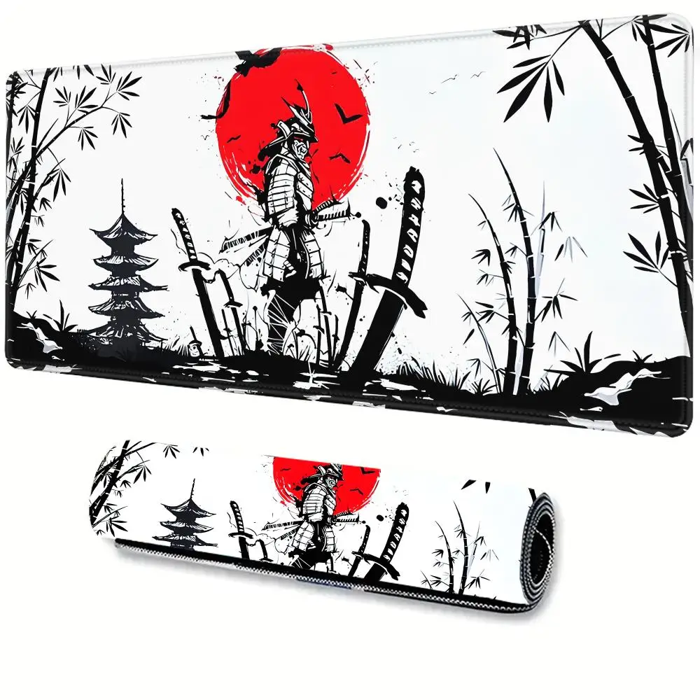 

Samurai Warrior MousePad Gamer Computer Accessories Keyboard Table Mat Black Mouse pad Company Gaming Laptop Desk Accessory Pc