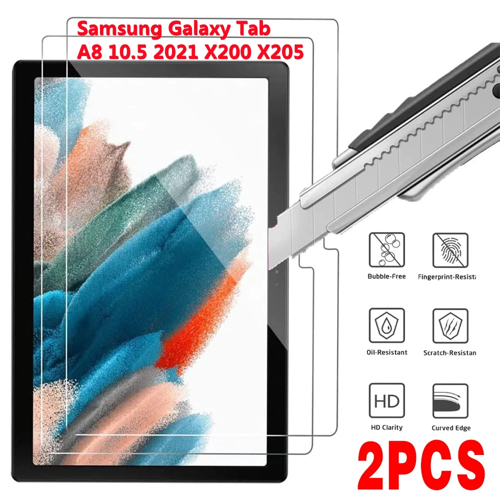 2Pcs Tablet Tempered Glass Screen Protector Cover for Samsung Galaxy Tab A8 10.5 2021/X200/X205 Tempered Film for Tab A8 10.5