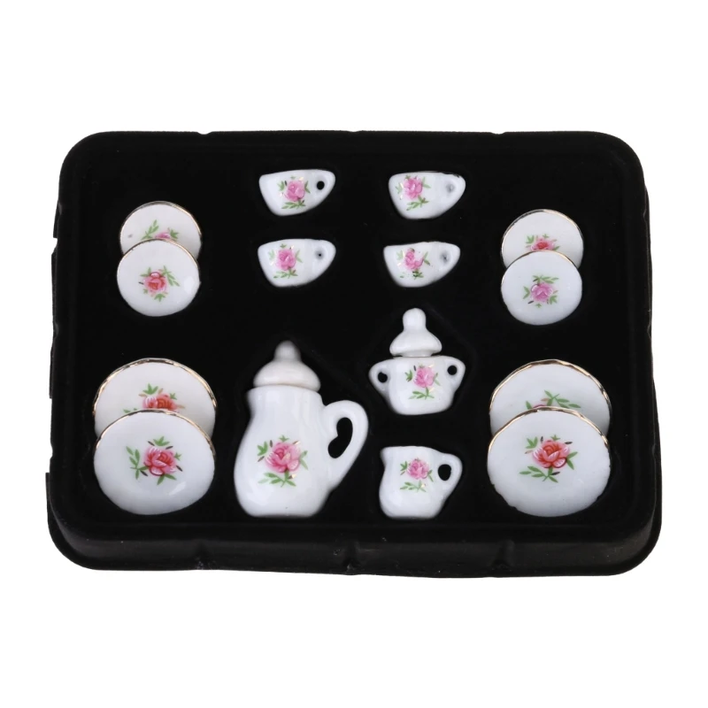 Miniature Tea Set Tea Cup 1/12 Kitchenware Toy Interactive Kids Activity Supply