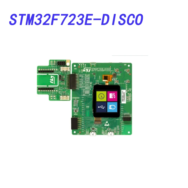 

STM32F723E-DISCO Discovery, STM32F723IEK6 processor, ARM Cortex M 7 kernel, STM