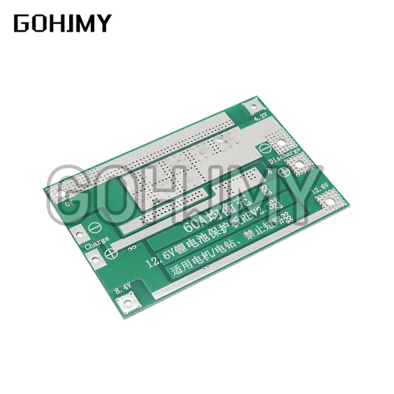 Enhance/Balance 3S 60A BMS Board/ Li-ion 12.6V 18650 BMS PCM Battery Protection Board for Li-ion Battery/18650 Battery CHARGER