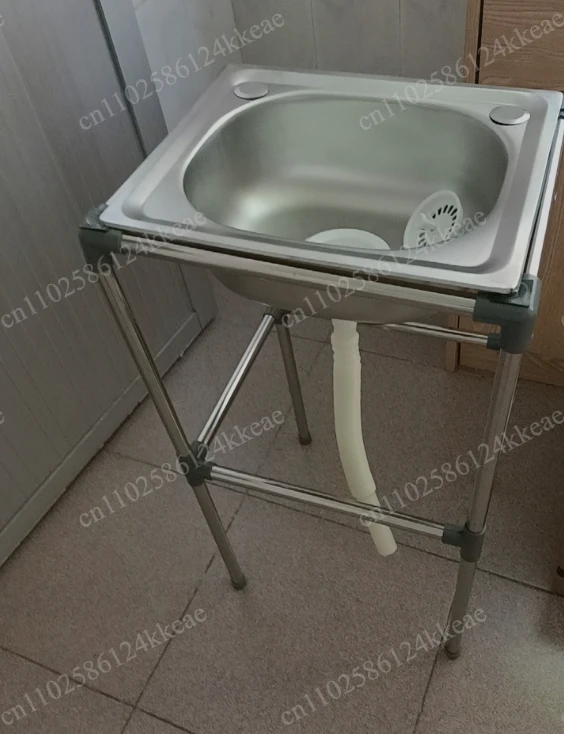 Simple wash basin table Integrated stainless steel face wash basin shelf Bathroom wash table Movable sink