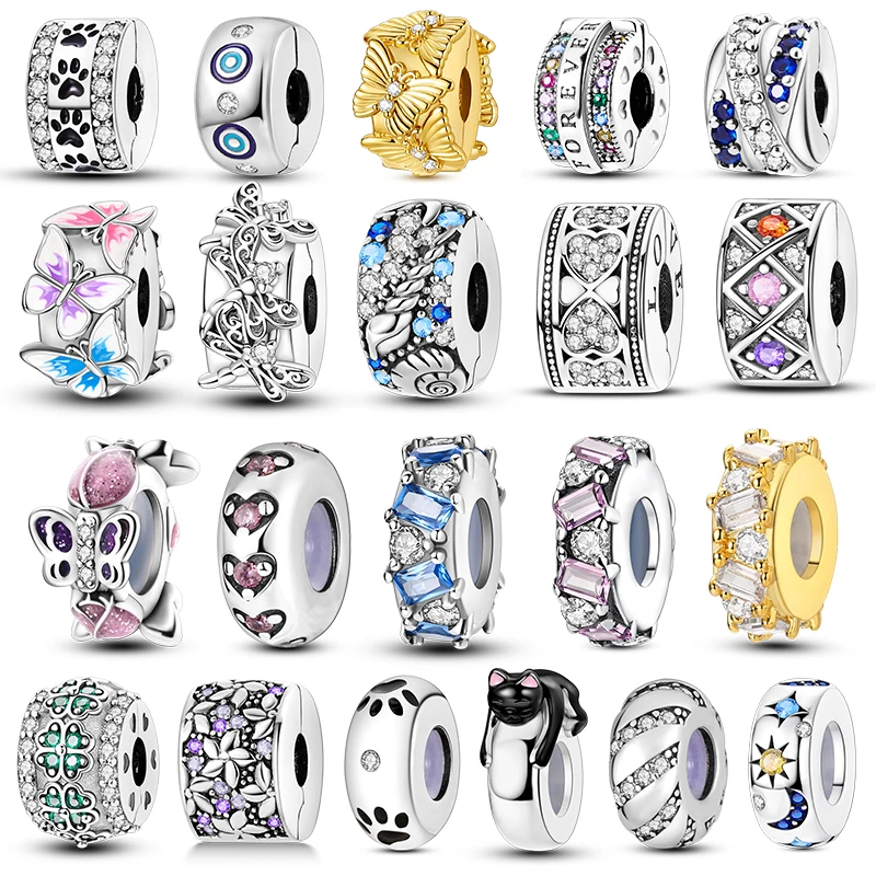 ลูกปัดเดิม 925 เงินคลิป Charms Stopper Bead Fit สร้อยข้อมือกําไลข้อมือ DIY เครื่องประดับ