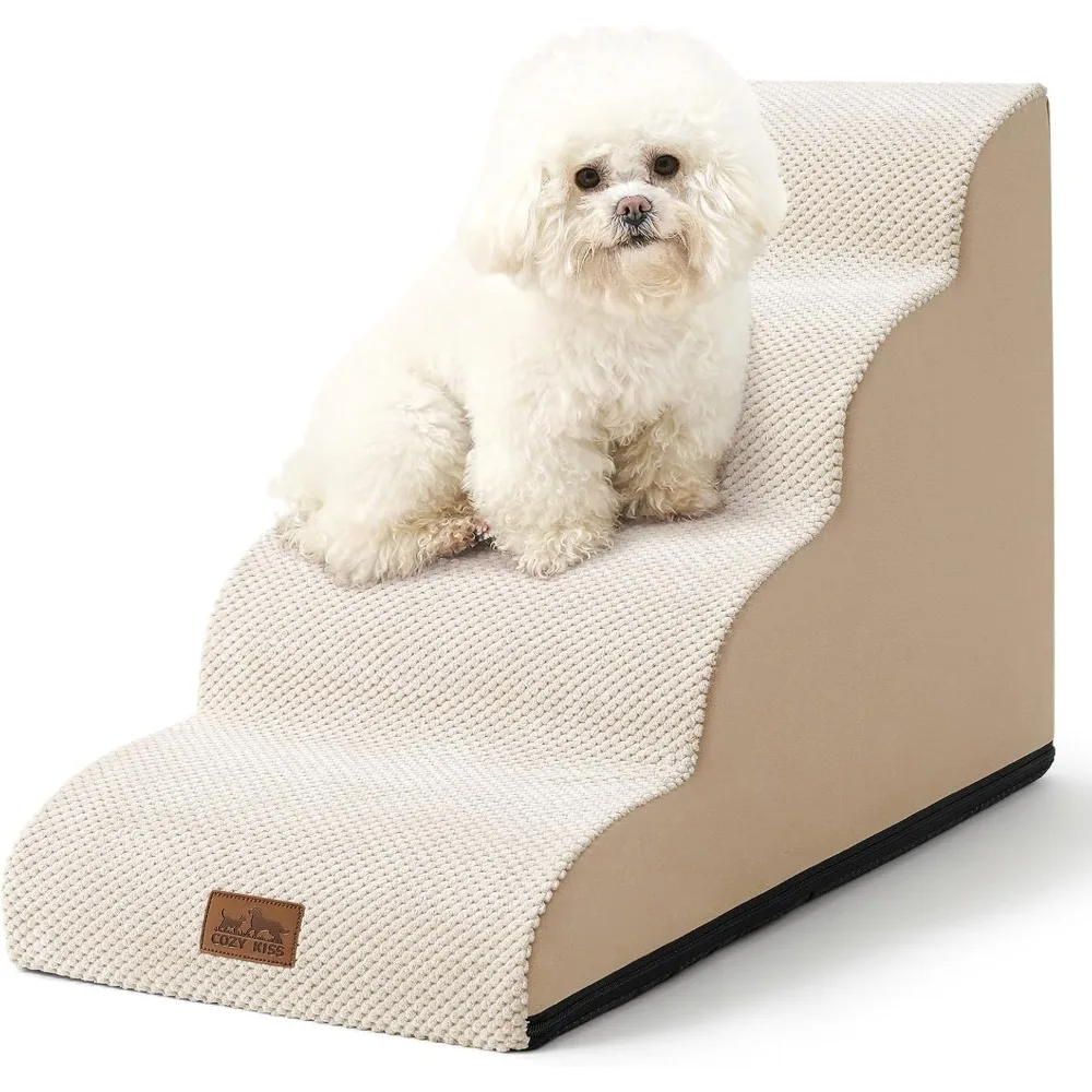 Pet Staircase for Small Dogs: Curved Steps for Puppies, Senior Pets, and Cats, Medium-Sized Ramp for Access to Sofas, Couches, a