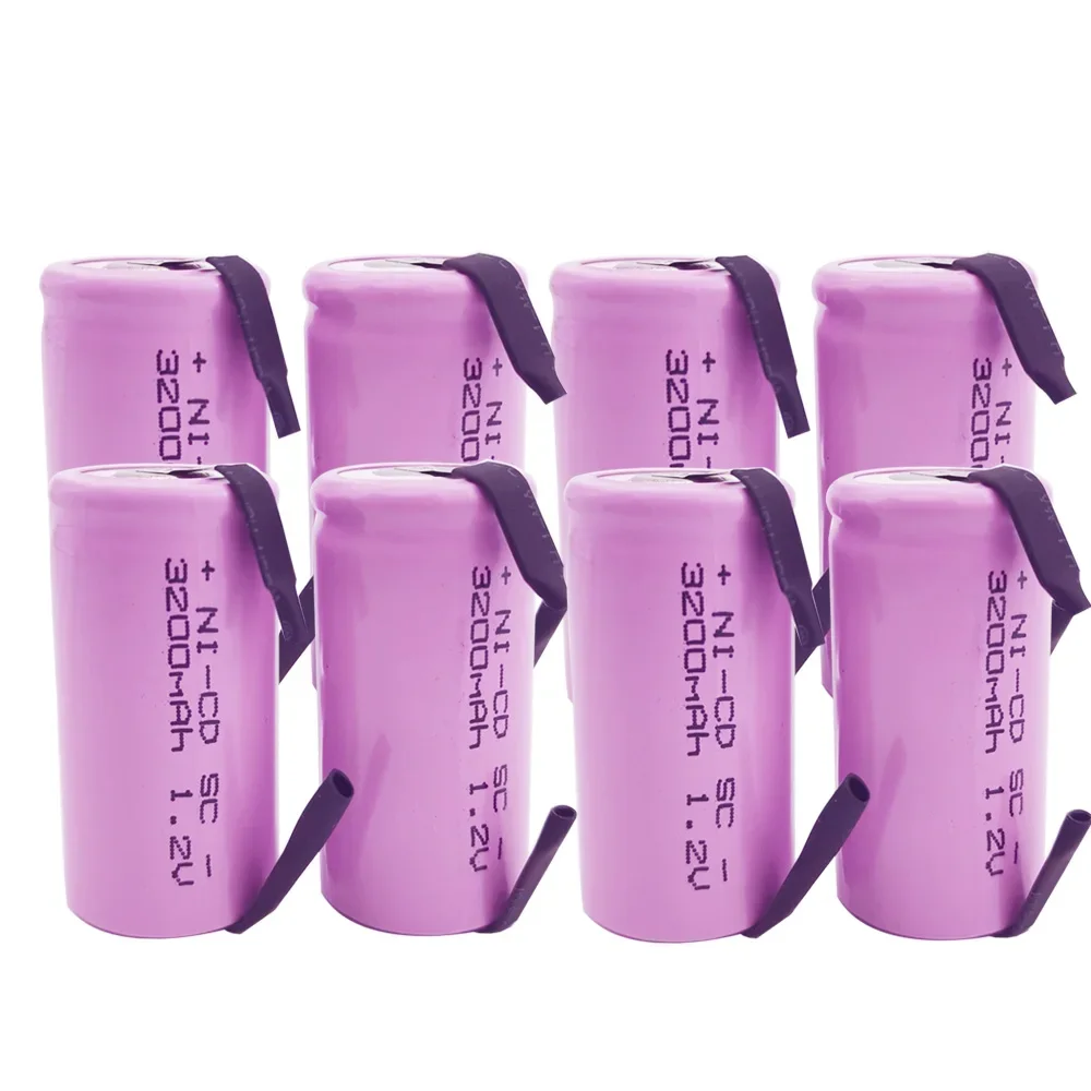 36PCS SC 1.2V 3200MAH Rechargeable Battery SC Sub C Ni-cd Cell with Welding Tabs for Electric Drill Screwdriver