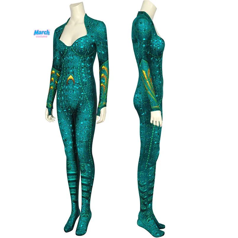 Disfraz de Mera para mujer, traje Sexy de Mera verde, disfraz de cómic Con Reina de Halloween, traje de juego de rol hecho a medida