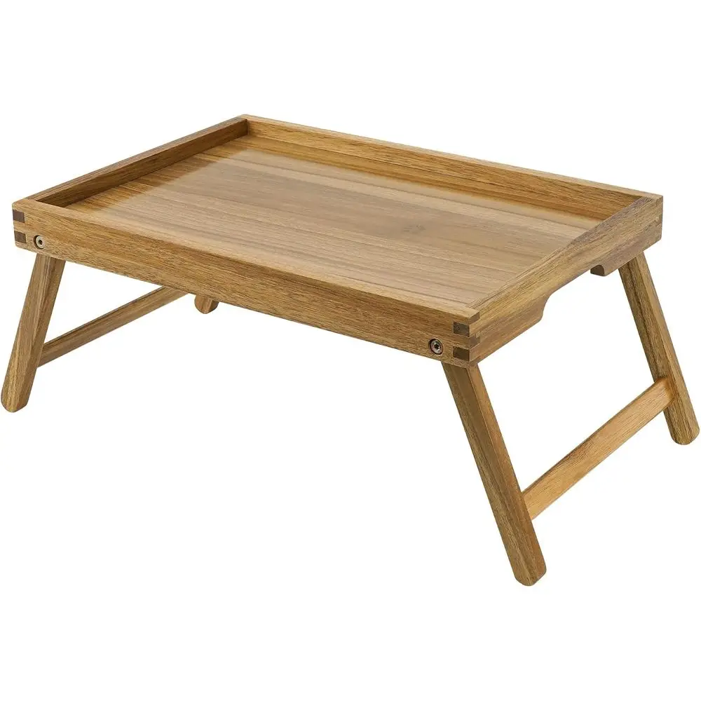 

Vintage Wooden Breakfast Tray with Aged Legs, Ideal for Bed, Dining, and Laptop Use