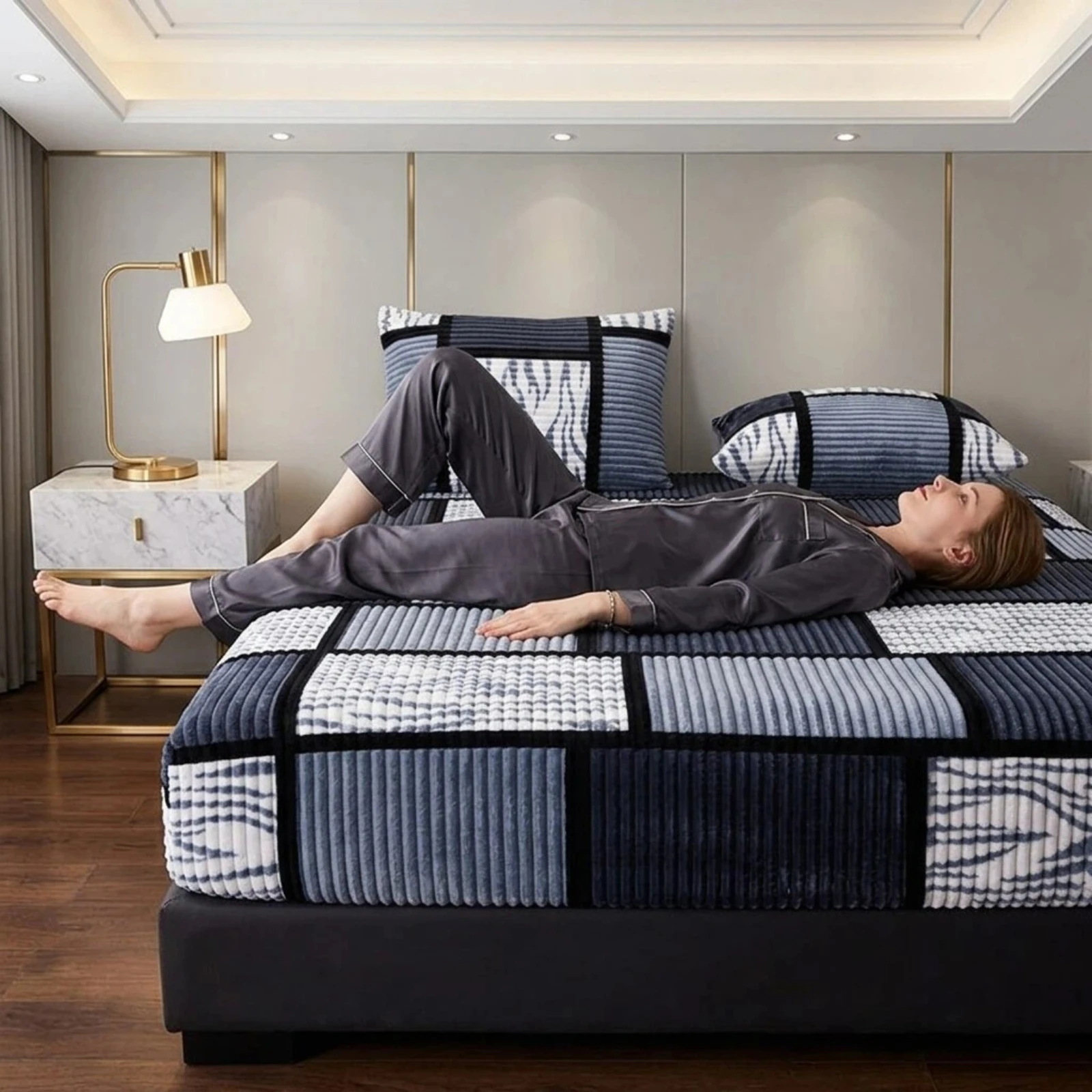 Lenzuolo trapuntato con angoli elasticizzati, protezione imbottita per materasso, con angoli profondi e retro antiscivolo, per letti singoli, matrimoniali, queen size e king size, adatto a tutte le