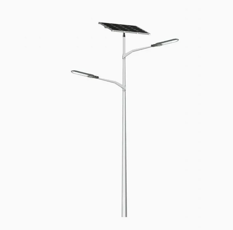 IP65 Rating DC Power Supply for Road Lighting LED Solar Street Light with Double Arm Hot Dip Galvanized Pole