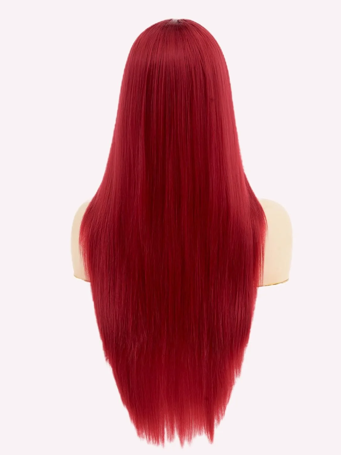 Center-parted straight hair synthetic wig, red Halloween cosplay wig, character play wig, party daily wig set