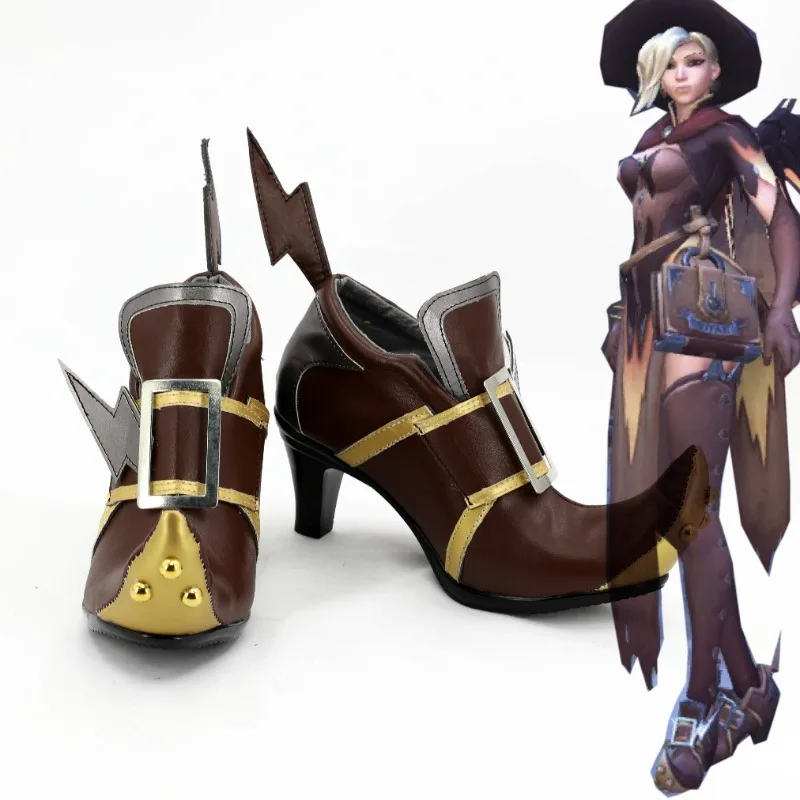 OW Mercy Angela Ziegler Cosplay Shoes Angela Witch Halloween Shoes Made Any Sizes