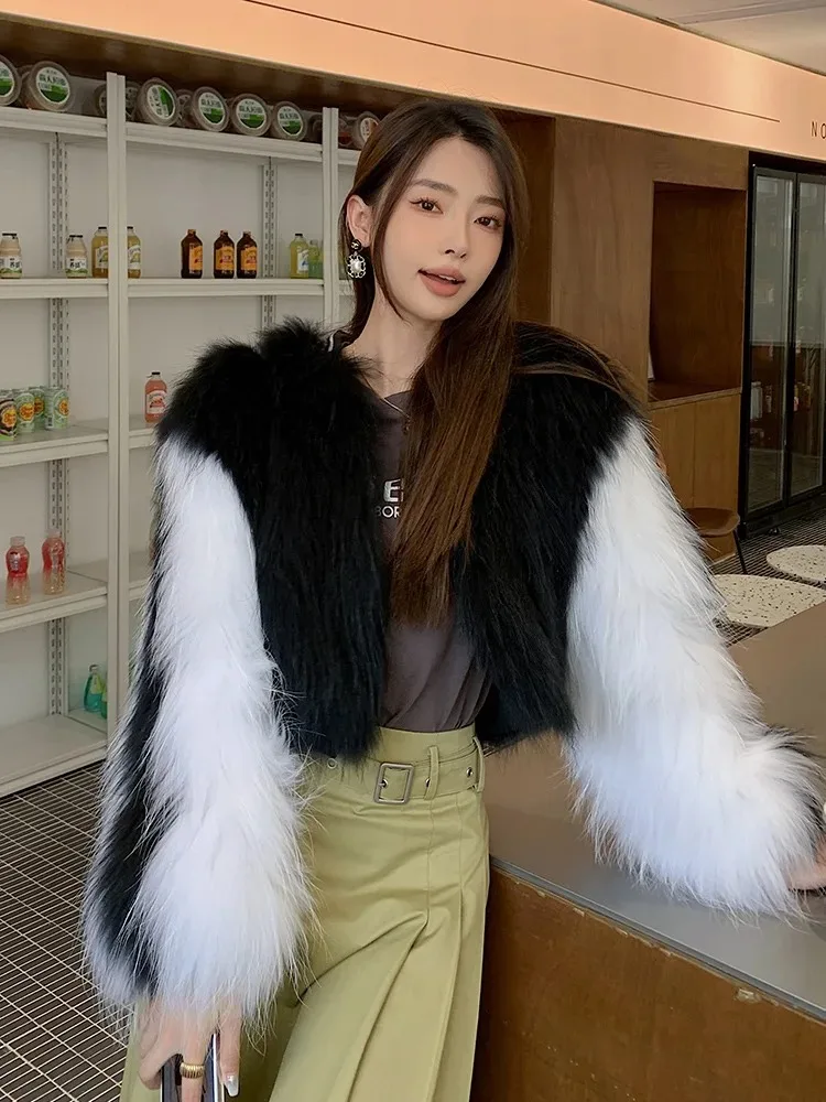 

Hot Sales New Raccoon Fur Woven Fur Coat Autumn And Winter Short Korean Style Casual Baseball Style Slimming Fur Coat