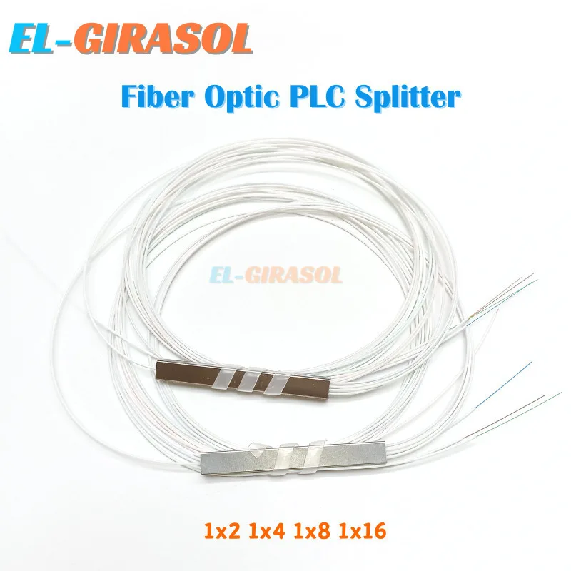 

10pcs Fiber Optic PLC Splitter 1x2 1x4 1x8 1x16 Mini Blockless Fibra Optica Splitter Without Connector Cable 0.9mm 2,4 Ports