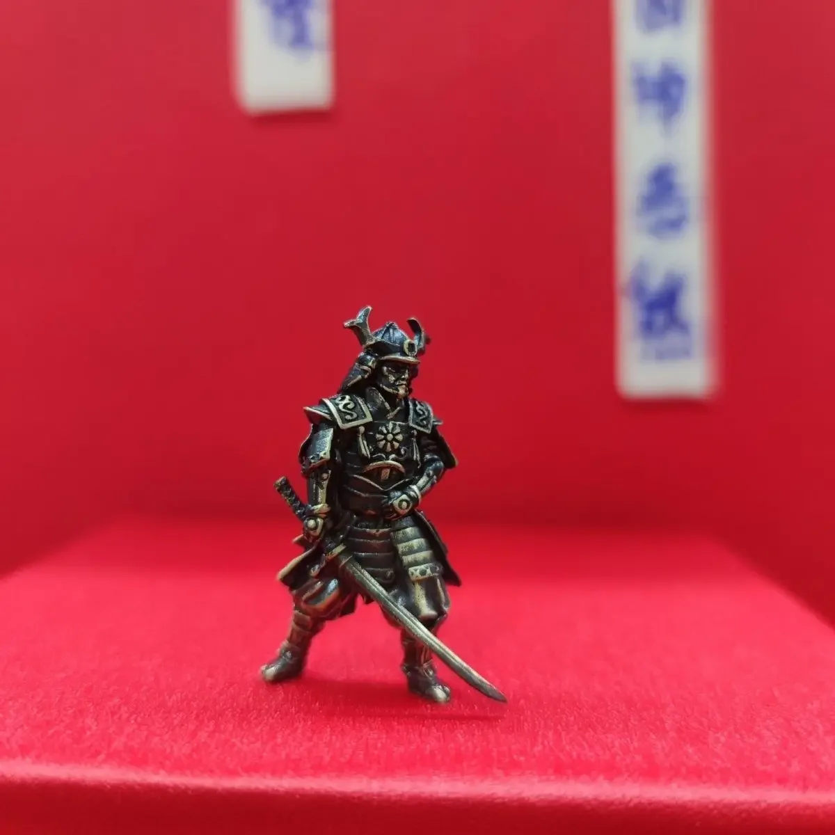 4cm black pure copper slanting knife samurai ancient soldier toy model desktop decoration military manual