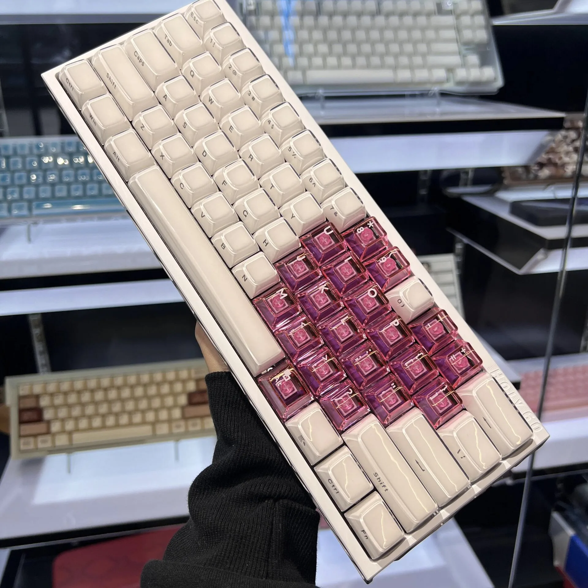 Custom Crystal Jelly Side Print Heart Keycap 134 Keys Universal for 60% 80% TKL Layout Mechanical Keyboard Gift