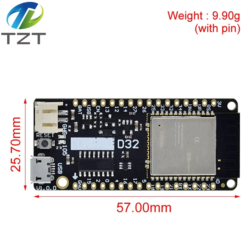 For LOLIN D32 V1.0.0 - Wifi+Bluetooth Board Based ESP-32 Esp32 ESP-WROOM-32 4MB FLASH For Arduino MicroPython Compatible