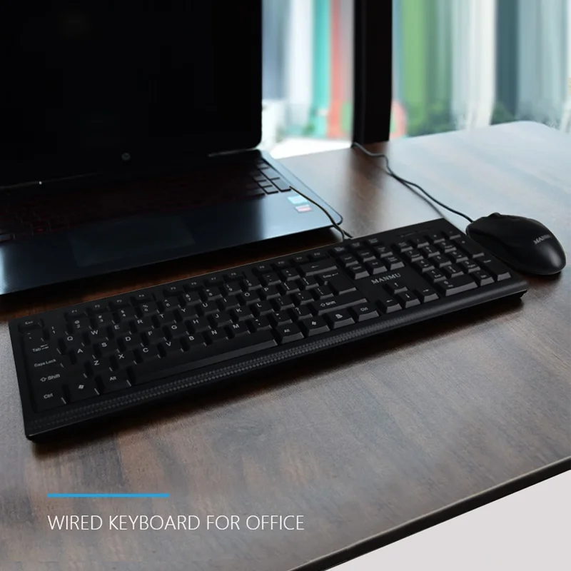 مجموعة مجموعات لوحة المفاتيح المكتبية والماوس من MANMU لوحة مفاتيح USB للكمبيوتر المكتبي المنزلي