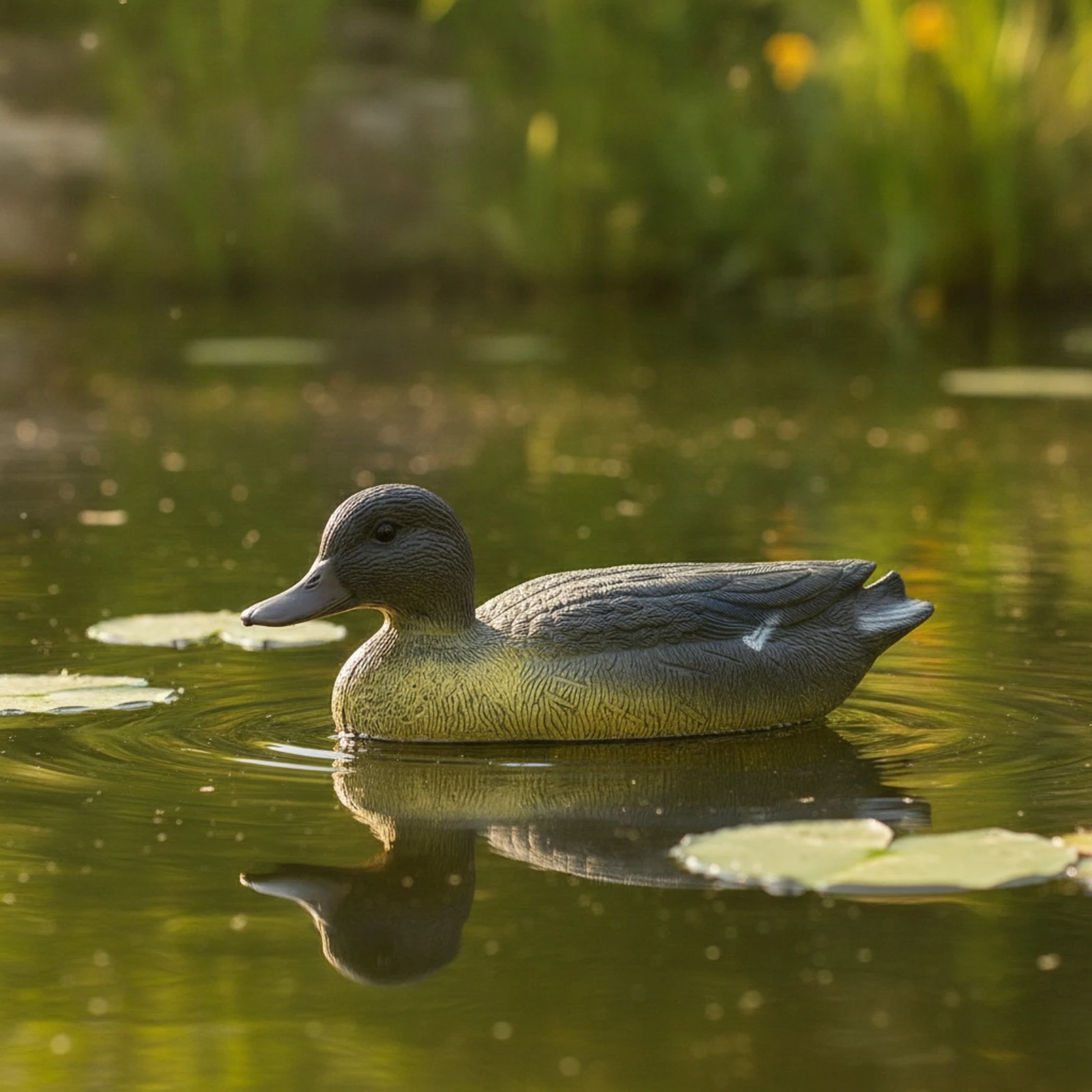 Duck Figurine Textured Duck Statue Bird Figurine Long-Lasting Decor Nature-Inspired for Gardeners, Garden, Pond view 4