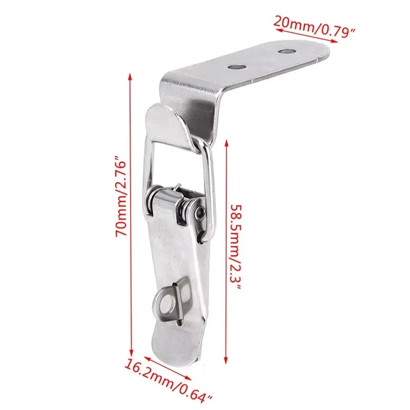 8PCS 90 Degrees Duck-mouth Buckle Hook Lock Stainless Steel Spring Loaded Draw Toggle Latch Clamp Clip Hasp Latch Catch Clasp image 6