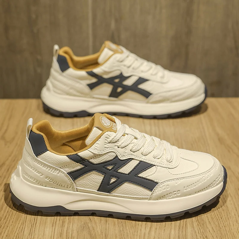  أحذية رياضية عصرية للرجال 2025 - أربطة على الطراز القديم، نعل مكتنز مع تعزيز الارتفاع، الجزء العلوي من الجلد، مسامي ومريح، متعدد الاستخدامات #2